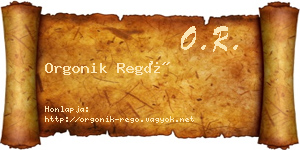 Orgonik Regő névjegykártya
